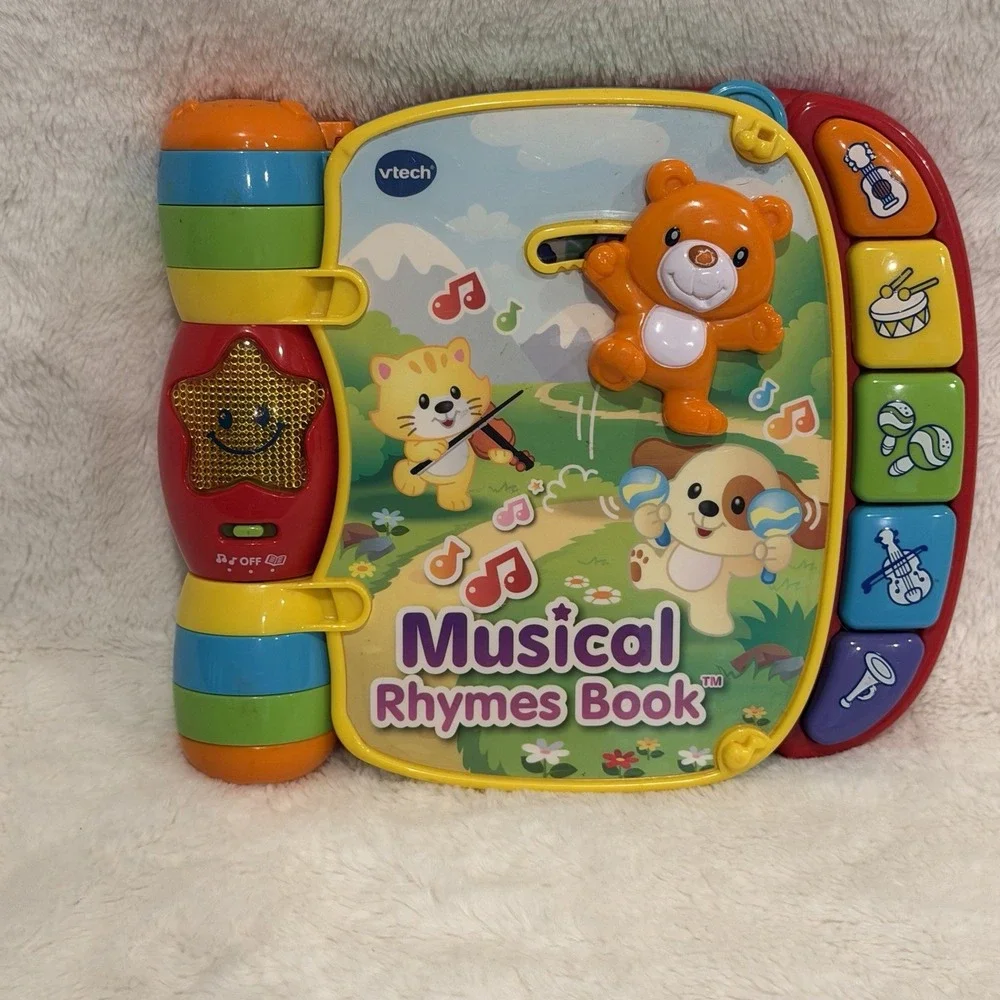 VTech Musical Rhymes Book Baby & Toddler Toy Educational Learning Red 6-36 Mo EC